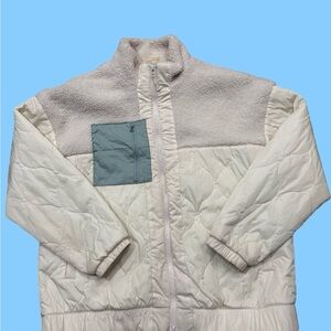 Universal Thread Cream and Blue Puffer Jacket